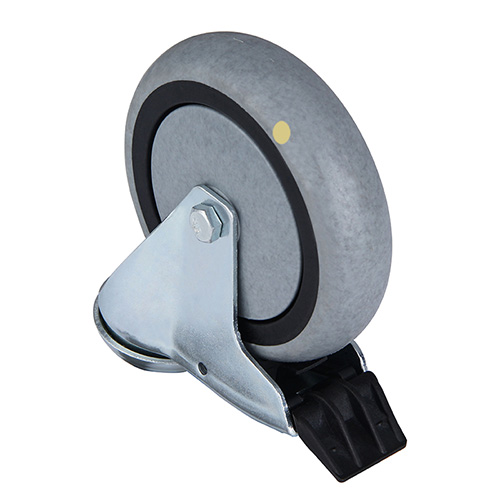 Grey Electric Conduction Thermoplastic Rubber Institutional Swivel Castor with Bolt Hole and Total Lock