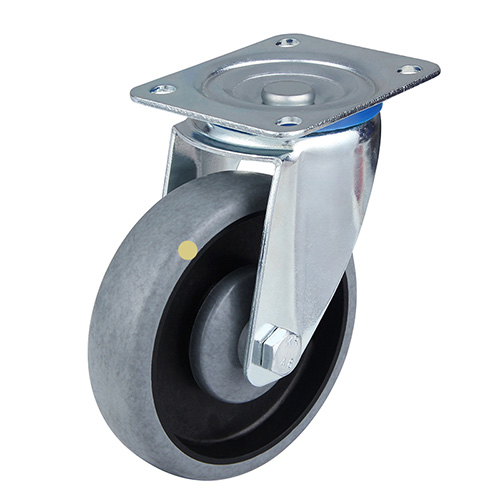 Grey Electric Conduction Thermoplastic Rubber Castors With Centre Ball Bearing With Thread Guards