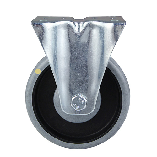 Grey Electric Conduction Thermoplastic Rubber Fixed Castors With Centre Ball Bearing With Thread Guards