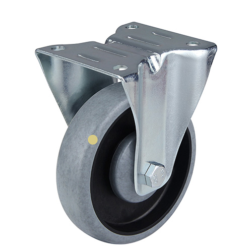 Grey Electric Conduction Thermoplastic Rubber Fixed Castors With Centre Ball Bearing With Thread Guards