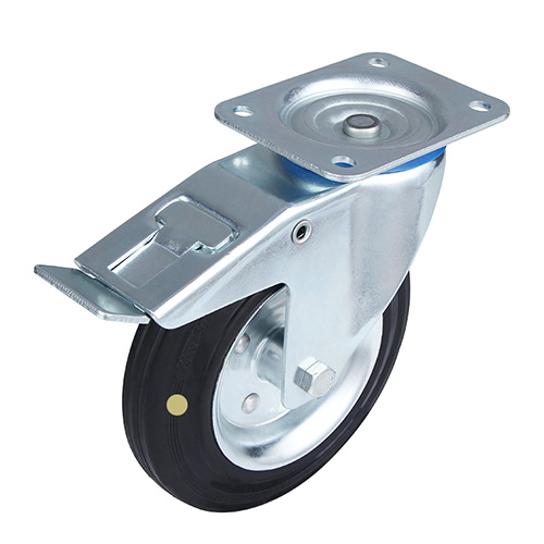 Black Electric Conduction Rubber Swivel Castors with Total Lock