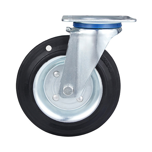 Black Oil Resistance Rubber Swivel Castors