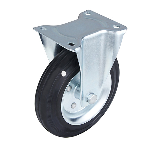 Black Oil Resistance Rubber Fixed Castors