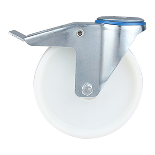 White Injection Polypropylene Swivel Castor with Bolt Hole and Total Lock