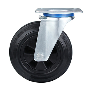 Black Solid Rubber Swivel Castor