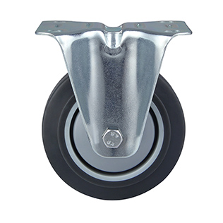 Grey Thermoplastic Rubber Fixed Castor with Roller Bearing with Grey Samll Plastic Thread Guards