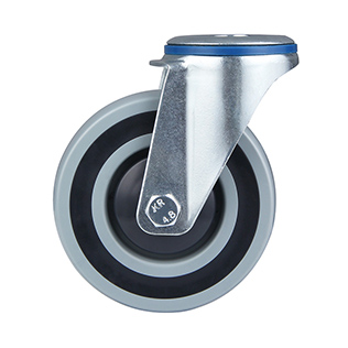 Grey Polypropylene Sandwich Swivel Castor with Bolt Hole with Central Ball Bearing