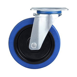 Blue Elastic Rubber Swivel Castor