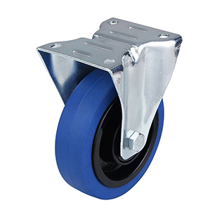 Blue Elastic Rubber Fixed Castor with Black Samll Thread Guards