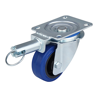 Blue Elastic Rubber Swivel Castor with Total Lock with Polyamide Wheel Centre