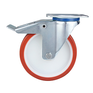 Red Injection Polyurethane Swivel Castor with Total Lock