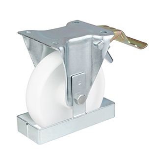 White Polyamide Fixed Castor with Front Lock
