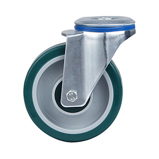 Green Polyurethane Swivel Castor With Bolt Hole With Green Plastic Samll Thread Guards