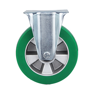 Green Elastic Polyurethane Fixed Castor with Two Ball bearings