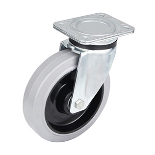 Grey Elastic Rubber Heavy duty Swivel Castor