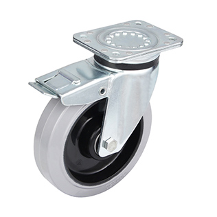 Grey Elastic Rubber Heavy duty Swivel Castor with Total Lock