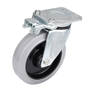Grey Elastic Rubber Heavy duty Swivel Castor with Directional Lock