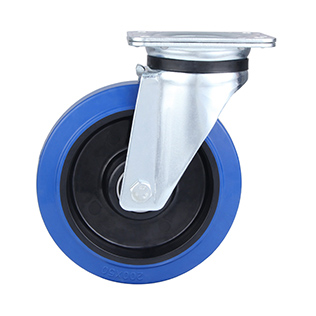 Blue Elastic Rubber Heavy duty Swivel Castor