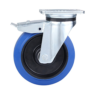 Blue Elastic Rubber Heavy duty Swivel Castor with Total Lock