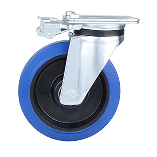 Blue Elastic Rubber Heavy duty Swivel Castor with Directional Lock