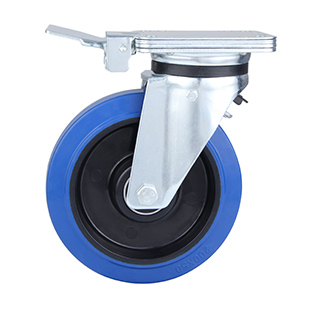 Blue Elastic Rubber Heavy duty Swivel Castor with Central Lock