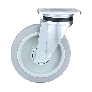 Grey Elastic Rubber Heavy Duty Swivel Castor