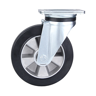 Black Elastic Rubber Heavy Duty Swivel Castor