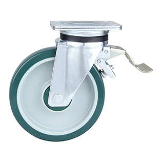 Green Polyurethane Heavy Duty Swivel Castor with Front Lock