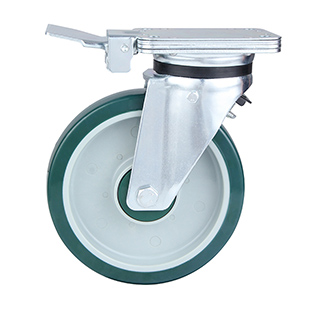 Green Polyurethane Heavy Duty Swivel Castor with Central Lock