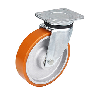 Brown Polyurethane Heavy Duty Swivel Castor with Black Casting-Iron Wheel Centre