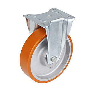 Brown Polyurethane Heavy Duty Castors with Black Casting-Iron Wheel Centre