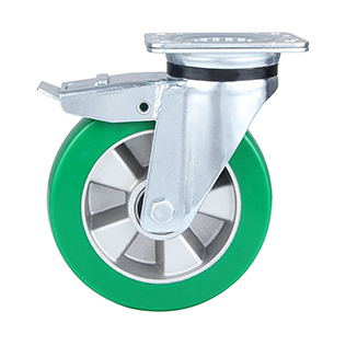 Green Elastic Polyurethane Heavy Duty Castor with Total Lock