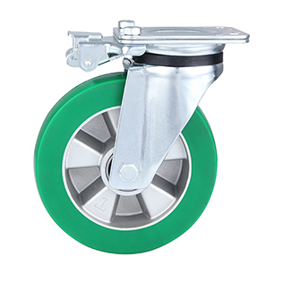 Green Elastic Polyurethane Heavy Duty Swivel Castor with Directional Lock