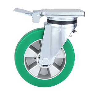 Green Elastic Polyurethane Heavy Duty Swivel Castor with Central Lock