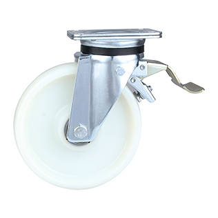 White Polyamide Heavy Duty Swivel Castor with Front Lock
