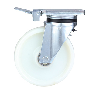 White Polyamide Heavy Duty Swivel Castor with Central Lock