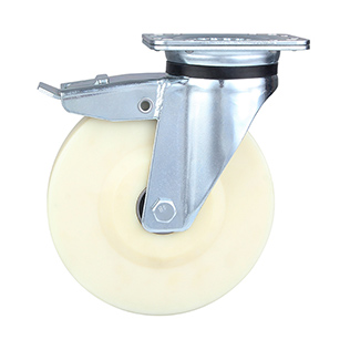 White MC Polyamide Heavy Duty Industrial Swivel Castor with Total Lock
