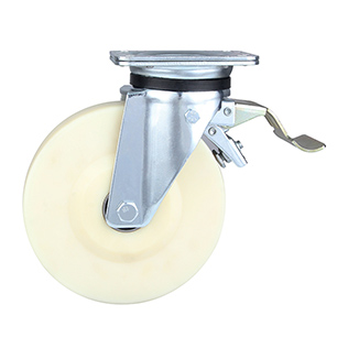  White MC Polyamide Heavy Duty Industrial Swivel Castor with Front Lock