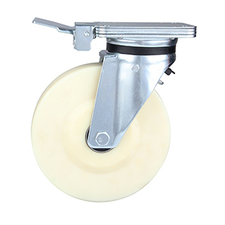 White MC Polyamide Heavy Duty Industrial Swivel Castor with Central Lock