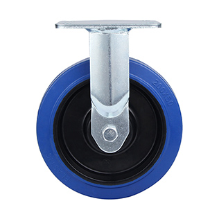 Blue Elastic Rubber Super heavy Duty Fixed Castors