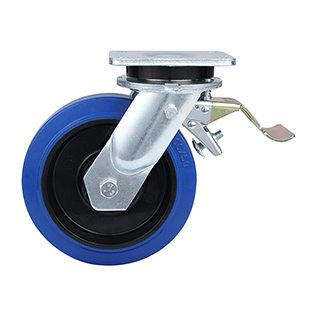 Blue Elastic Rubber Super heavy Duty Swivel Castor with Front Lock