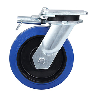  Blue Elastic Rubber Super heavy Duty Swivel Castor with Directional Lock