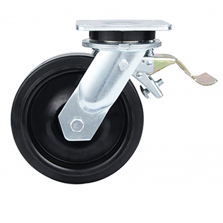 Black Elastic Rubber Super heavy Duty Castors with Black Welded Pressed Steel Wheel Centre