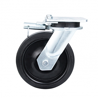 Black Elastic Rubber Super heavy Duty Castors with Black Welded Pressed Steel Wheel Centre