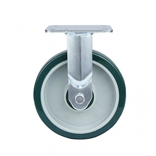 Green Polyurethane Super Heavy Duty Fixed Castor with Green Samll Plastic Thread Guards