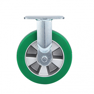 Green Elastic Polyurethane Super Heavy Duty Fixed Castors