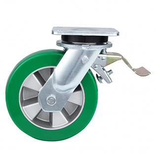 Green Elastic Polyurethane Super Heavy Duty Castors