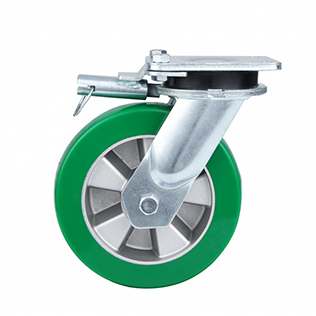 Green Elastic Polyurethane Super Heavy Duty Swivel Castor with Directional Lock