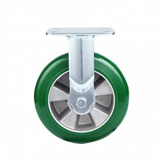 Black Elastic Rubber Super heavy Duty Fixed Castor with Black Welded Pressed Steel Wheel Centre