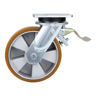 Brwon Polyurethane Super Heavy Duty Swivel Castor with Front Lock